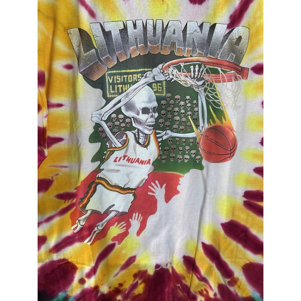 VINTAGE 1992 GRATEFUL DEAD LITHUANIA BASKETBALL SHIRT LIQUID BLUE LARGE VTG - Picture 2 of 10